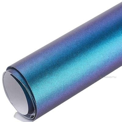 Revestimento de vinil automotivo com liberação de ar elástico em metal brilhante Cameleão Roxo Azul