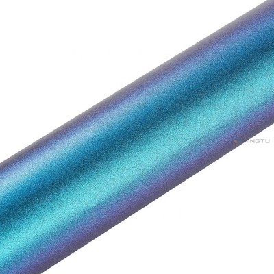 Revestimento de vinil automotivo com liberação de ar elástico em metal brilhante Cameleão Roxo Azul