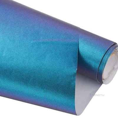 Revestimento de vinil automotivo com liberação de ar elástico em metal brilhante Cameleão Roxo Azul